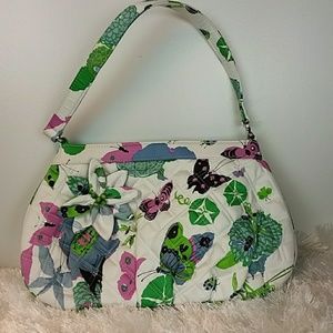 Vera Bradley Purse Butterflies Flowers Multicolor